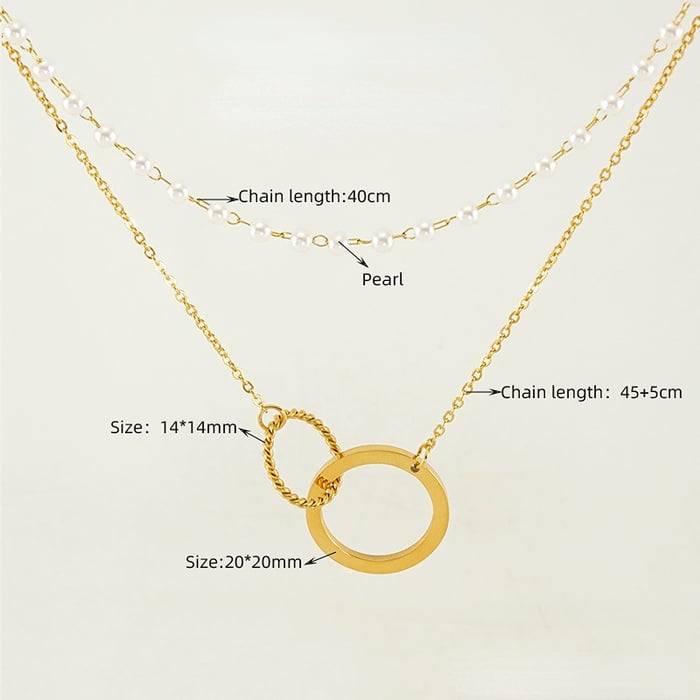 1 Piece Trendy Series Love Annular Stainless Steel Gold Color Women's Layer Necklace 