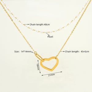 1 Piece Trendy Series Love Annular Stainless Steel Gold Color Women's Layer Necklace h5 