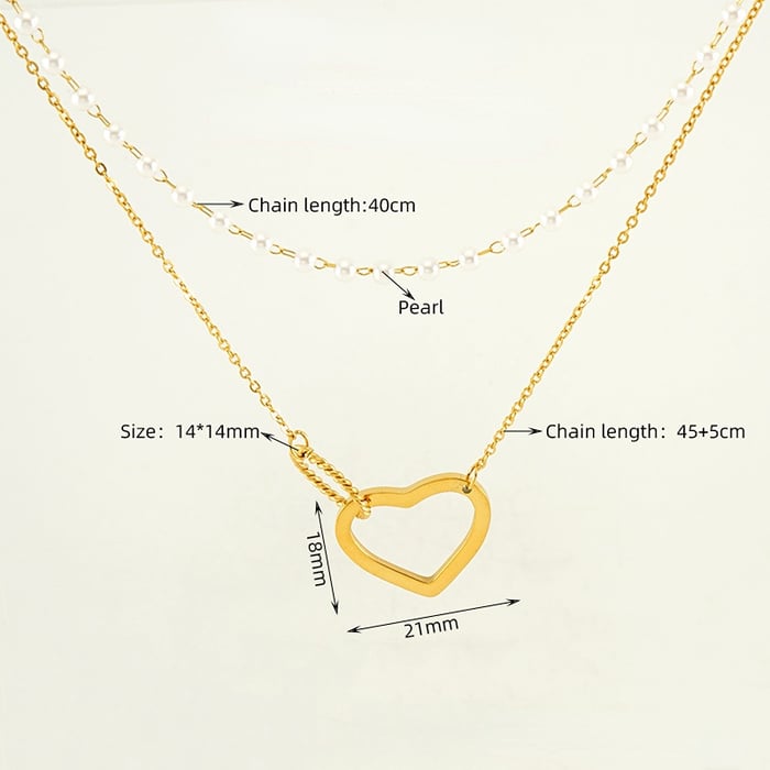 1 Piece Trendy Series Love Annular Stainless Steel Gold Color Women's Layer Necklace 