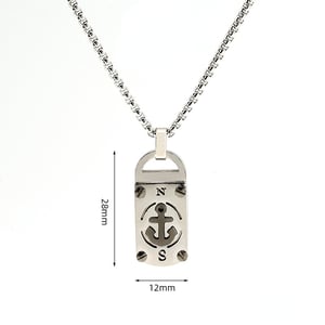 1 Piece Fashion Series Retro Compass Stainless Steel Silver Color Men's Necklace h5 