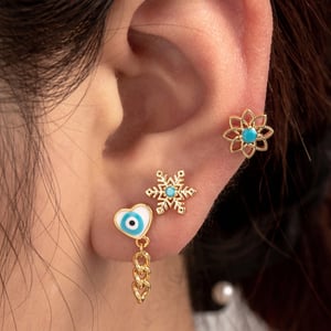 1 Piece Simple Series Daily Flower Titanium Steel Gold Color Material Zircon Women's Stud Earrings h5 Picture2