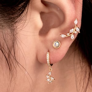 1 Piece Daily Plant Copper Gold Color Material Zircon Women's Stud Earrings h5 Picture2