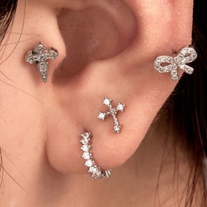 1 Piece Simple Series Simple Bow Knot Copper Silver Color Material Zircon Women's Stud Earrings h5 Picture2