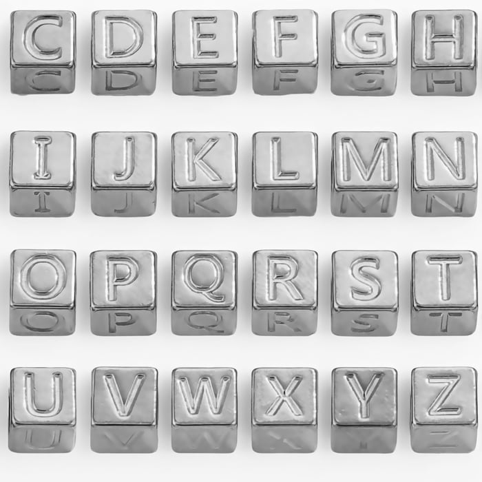 1 Piece Simple Series Letter W Square DIY Stainless Steel Silver Color Unisex Pendants 