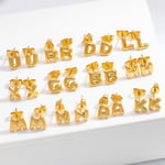 Gold color / 1 Pair Simple Series All-Match Letter A Stainless Steel Gold Color Women's Stud Earrings 