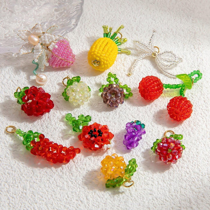 1 Piece Romantic Series Sweet Casual Fruit Glass Woven DIY Women's Pendants Picture2