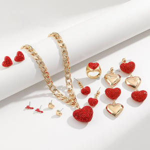 1 Piece Luxurious Series Retro Exquisite Red Heart Shape Copper Women's Pendant Necklaces h5 Picture2