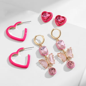 1 Set Romantic Series Elegant Chic Heart Shape Gold Color Alloy Women's Earrings Set h5 Picture5