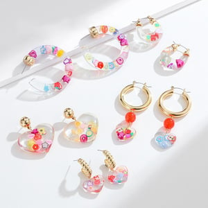 1 Pair Romantic Series Vacation Colorful Fruit Exaggerated Gold Color Alloy Women's Hoop Earrings h5 Picture2