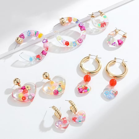 1 paire de boucles d'oreilles pendantes pour femmes en alliage de couleur or exagéré de fruits colorés de la série romantique de vacances