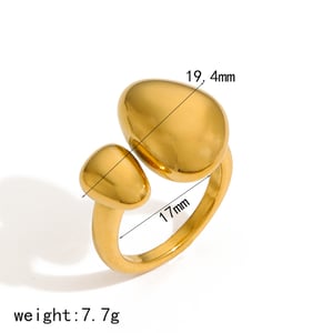 1 Piece Simple Series Simple Geometric Stainless Steel  Gold Color Women's Adjustable Rings h5 