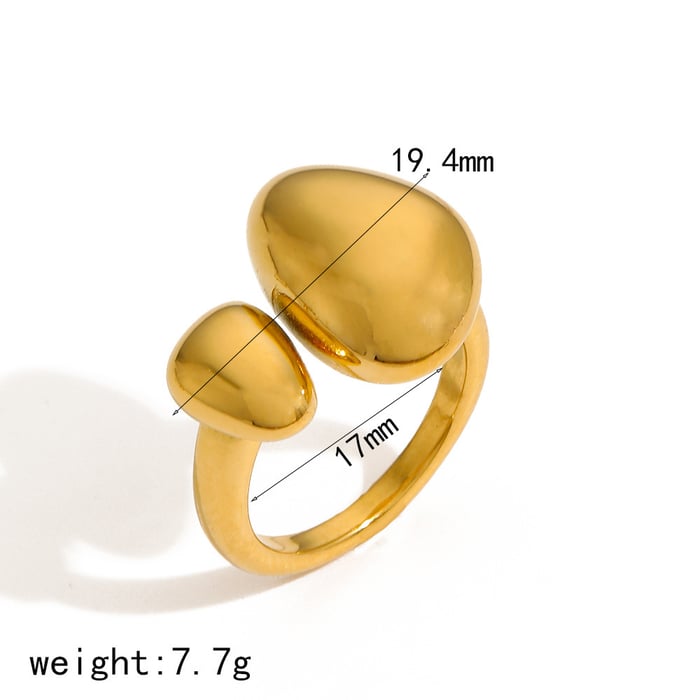 1 Piece Simple Series Simple Geometric Stainless Steel  Gold Color Women's Adjustable Rings 