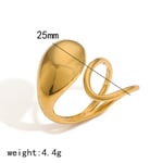 Gold color / One size / 1 Piece Simple Series Simple Geometric Stainless Steel  Gold Color Women's Adjustable Rings Picture5