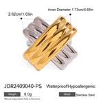 Gold & Silver / 1 Piece Fashionable Casual Style Ribbed X Shape Stainless Steel  Gold Color Women's Adjustable Ring Picture3