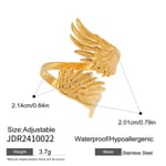 Gold color / One size / 1 Piece Luxurious Series Retro Wing Stainless Steel  Gold Color Women's Adjustable Rings 