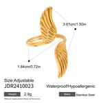 Gold color / One size / 1 Piece Luxurious Series Retro Wing Stainless Steel  Gold Color Women's Adjustable Rings Picture2