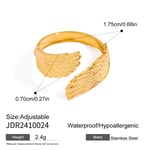 Gold color / One size / 1 Piece Luxurious Series Retro Wing Stainless Steel  Gold Color Women's Adjustable Rings Picture3