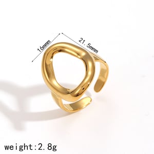 1 Stück Simple Series Schlichte geometrische Edelstahlringe mit 18 Karat Goldbeschichtung für Damen im minimalistischen Stil h5 