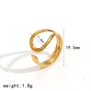 1 Stück Simple Series Schlichte geometrische Edelstahlringe mit 18 Karat Goldbeschichtung für Damen im minimalistischen Stil h5 