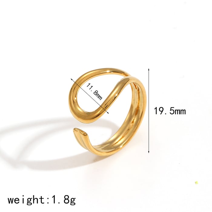 1 Stück Simple Series Schlichte geometrische Edelstahlringe mit 18 Karat Goldbeschichtung für Damen im minimalistischen Stil 