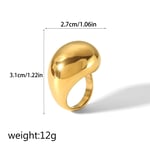 Gold color / 6 / 1 Piece Simple Style Chunky Geometric Stainless Steel  Gold Color Women's Adjustable Rings 