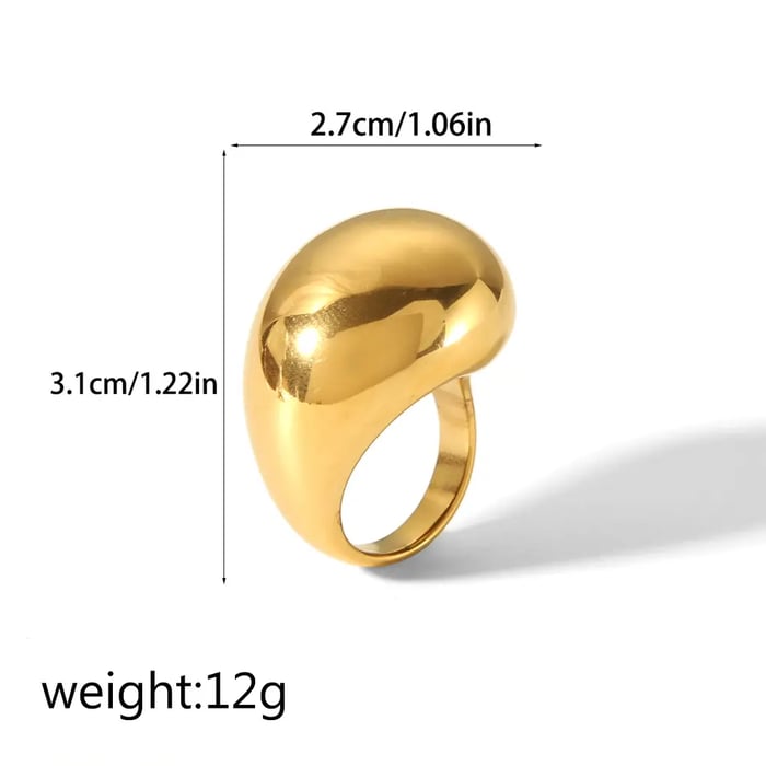 1 Piece Simple Style Chunky Geometric Stainless Steel  Gold Color Women's Adjustable Rings 