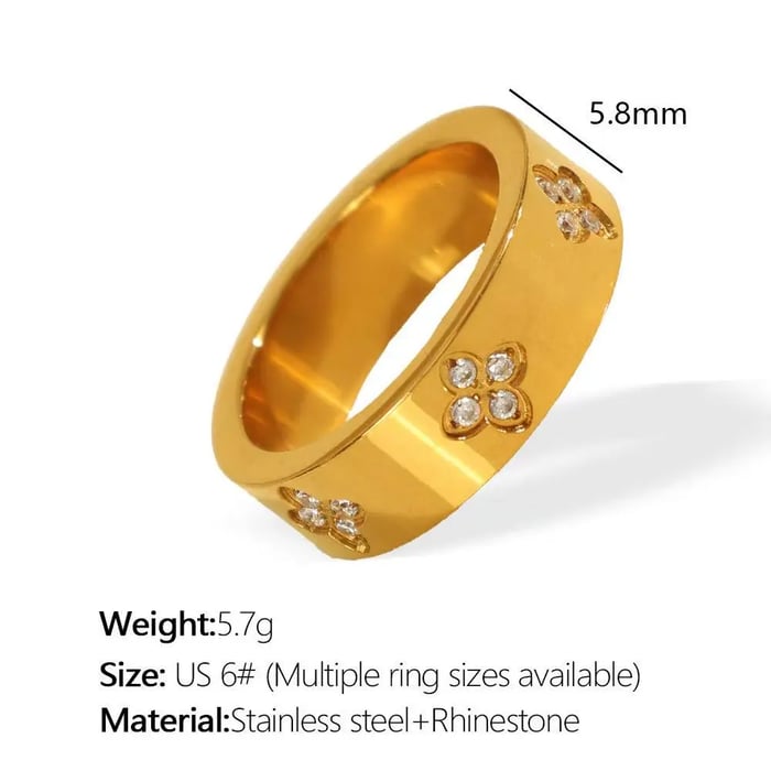 1 Piece  Classic Series Chic Geometric Titanium Steel  Gold Color Zircon Women's Minimalist Rings 