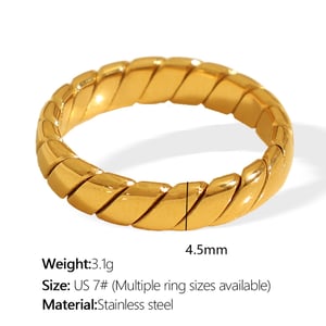 1 Piece Classic Series Daily Twist Titanium Steel  Gold Color Women's Minimalist Rings h5 