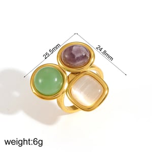 1 Pair Simple Series Daily Geometric Stainless Steel  Gold Color Women's Adjustable Rings h5 