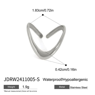 1 Paar Simple Series Einfache geometrische Edelstahl 18 Karat vergoldete verstellbare Damenringe h5 