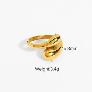 1 Piece Simple Style Geometric Stainless Steel  Gold Color Women's Adjustable Rings h5 