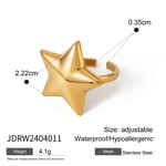 Gold color / One size / 1 Piece Simple Style Pentagram Star Shape Stainless Steel  Gold Color Women's Adjustable Rings Picture2