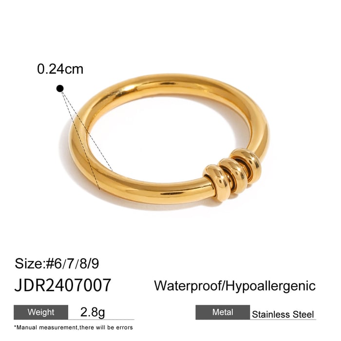 1 Piece Simple Daily Style Geometric Shape Stainless Steel  Gold Color Women's Minimalist Ring Picture6