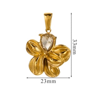 1 Piece Classic Series Fashionable Flower Stainless Steel Gold Color Women's Pendants h5 