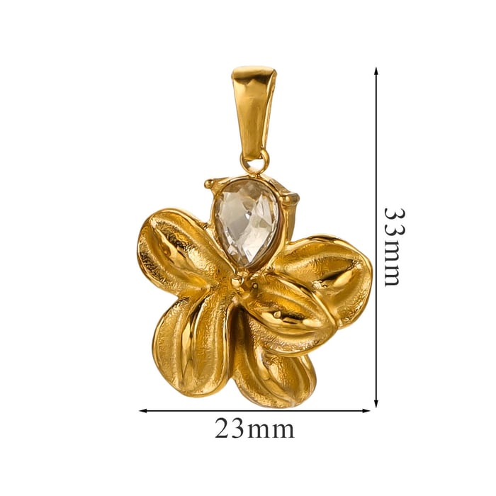 1 Piece Classic Series Fashionable Flower Stainless Steel Gold Color Women's Pendants 