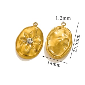 1 Piece Simple Series Elegant Sun Stainless Steel Elliptical Gold Color Women's Pendants h5 