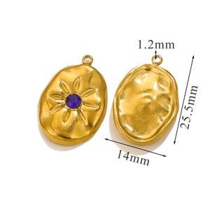 1 Piece Simple Series Elegant Sun Stainless Steel Elliptical Gold Color Women's Pendants h5 