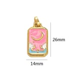 Pink & Gold / 1 Piece Romantic Series Elegant Moon Drop Oil Stainless Steel Gold Color Women's Pendants Picture4