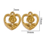 Gold color / 1 Piece Romantic Series Daily Rose Stainless Steel Gold Color Women's Pendants Picture2