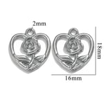 Silver color / 1 Piece Romantic Series Daily Rose Stainless Steel Silver Color Women's Pendants 