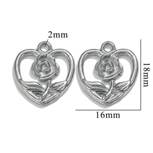 Pendentifs pour femmes en acier inoxydable couleur argent série romantique Daily Rose 1 pièce h5 