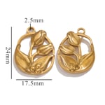 Gold color / 1 Piece Romantic Series Daily Tulip Stainless Steel Gold Color Women's Pendants Picture24