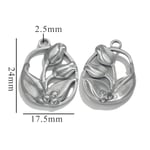 Silver color / 1 Piece Romantic Series Daily Tulip Stainless Steel Silver Color Women's Pendants Picture23