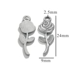 Silver color / 1 Piece Romantic Series Daily Rose Stainless Steel Silver Color Women's Pendants Picture28