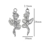 Silver color / 1 Piece Romantic Series Daily Rose Stainless Steel Silver Color Women's Pendants Picture29