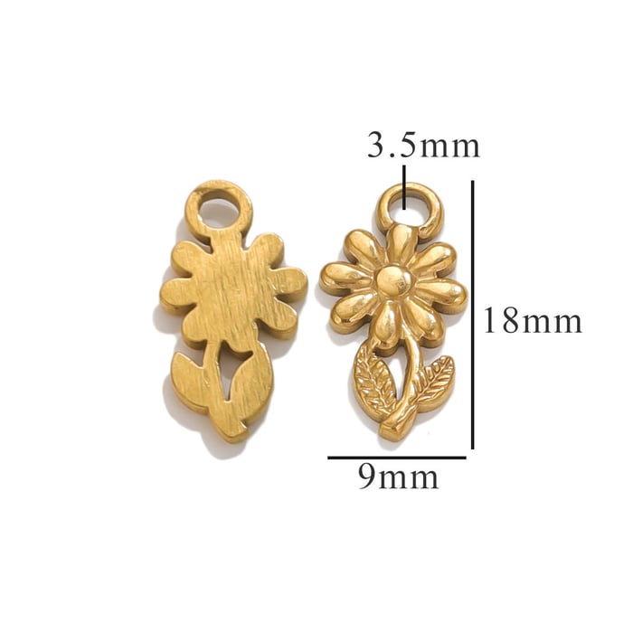 1 Piece Romantic Series Daily Flower Stainless Steel Gold Color Women's Pendants 