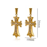 Gold color / 1 Piece Luxurious Series Retro Cross Stainless Steel Gold Color Women's Pendants Picture3