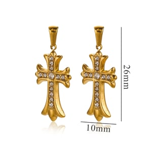 1 Piece Luxurious Series Retro Cross Stainless Steel Gold Color Women's Pendants h5 