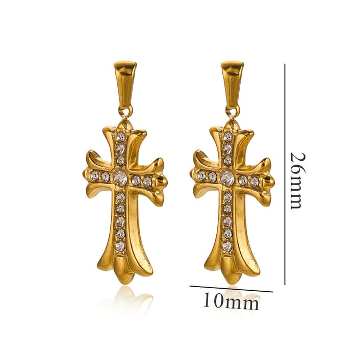 1 Piece Luxurious Series Retro Cross Stainless Steel Gold Color Women's Pendants 