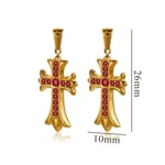 Red / 1 Piece Luxurious Series Retro Cross Stainless Steel Gold Color Women's Pendants 